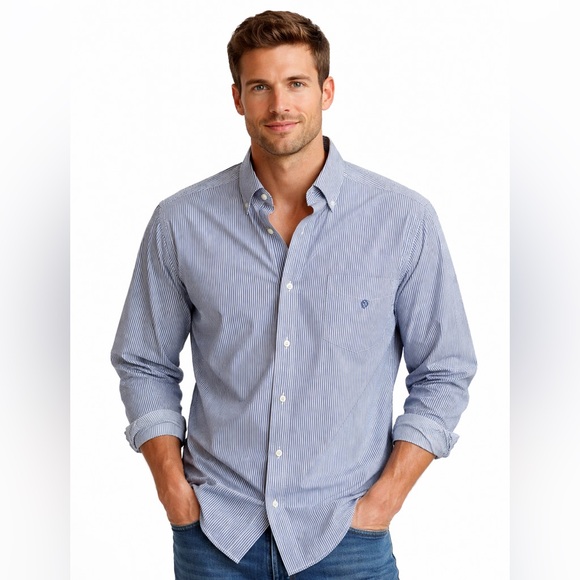 Ariat Other - Ariat Shirt Men's Size Large Pro Series Long Sleeves Stripes Blue White